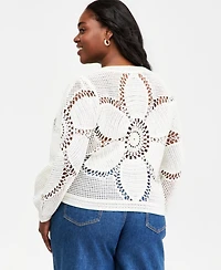 On 34th Trendy Plus Pointelle-Knit Cardigan, Macy's Exclusive