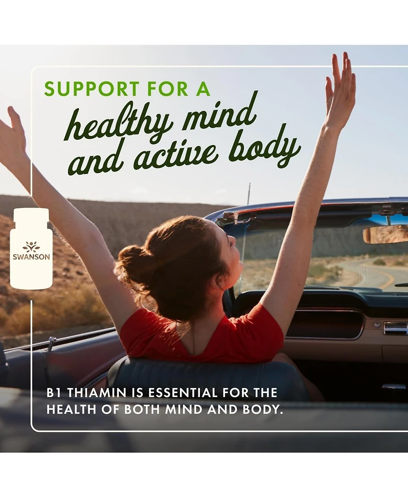 Swanson Vitamin B1 Thiamin Supplement for Healthy Metabolism and Energy Support - Supports Nerve Cell Function