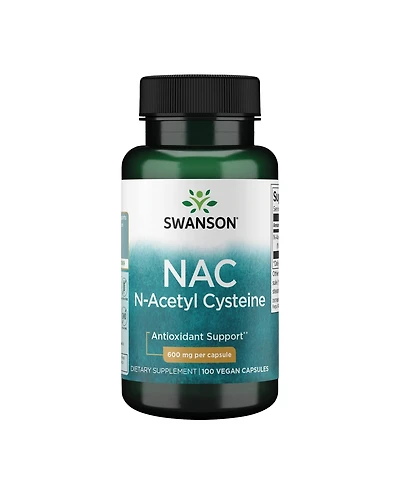 Swanson Nac NAcetyl Cysteine 600 mg, Antioxidant and Liver Support Supplement, 100 Veggie Capsules for Detox and Free Radical Support