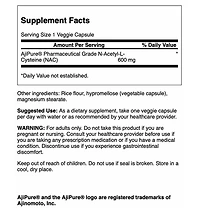 Swanson Amino Acid Ajipure NAcetylLCysteine Pharmacecal Grade 600 Milligrams 60 Veg Capsules