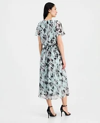 Kasper Womens Ruffle Front Flutter Sleeve Blouse Pull On Pleated Front Skirt