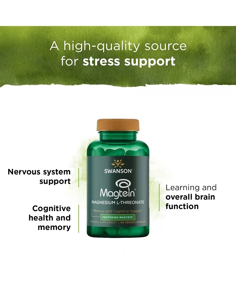 Swanson Magnesium L-Threonate Mineral Supplement for Nervous System Support - May Support Cognitive Health, Learning and Memory
