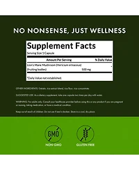 Swanson Lion's Mane Mushroom Capsules 500 mg Each, 60 Capsules Herbal Supplement Supporting Cognitive Function