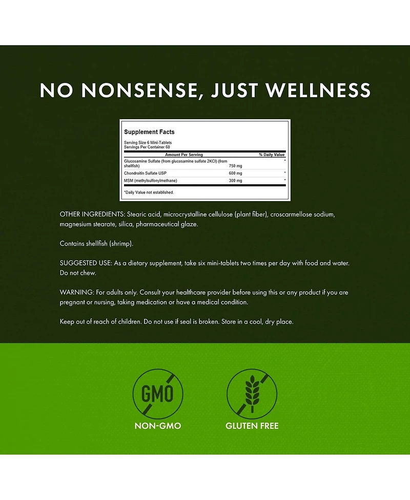 Swanson MiniTabs Glucosamine Chondroitin and Msm for Joint Mobility and Comfort - Supports Cartilage and Tissue Health