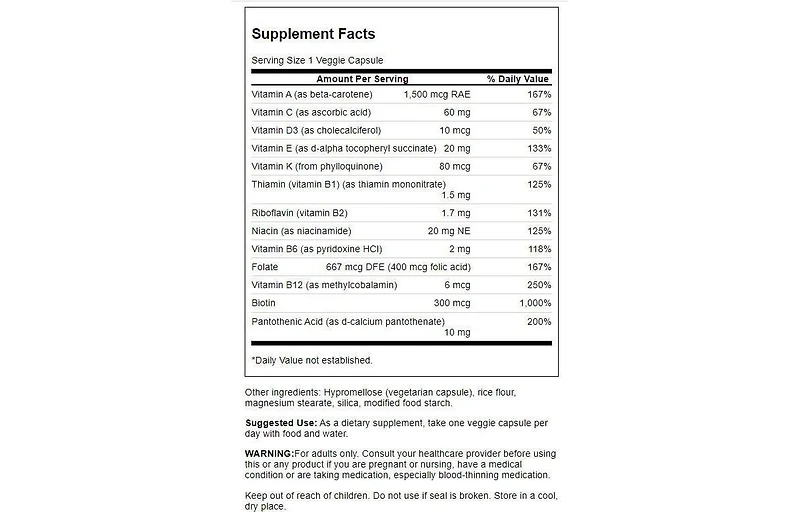Swanson Daily Multivitamin Without Minerals 30 Veg Capsules