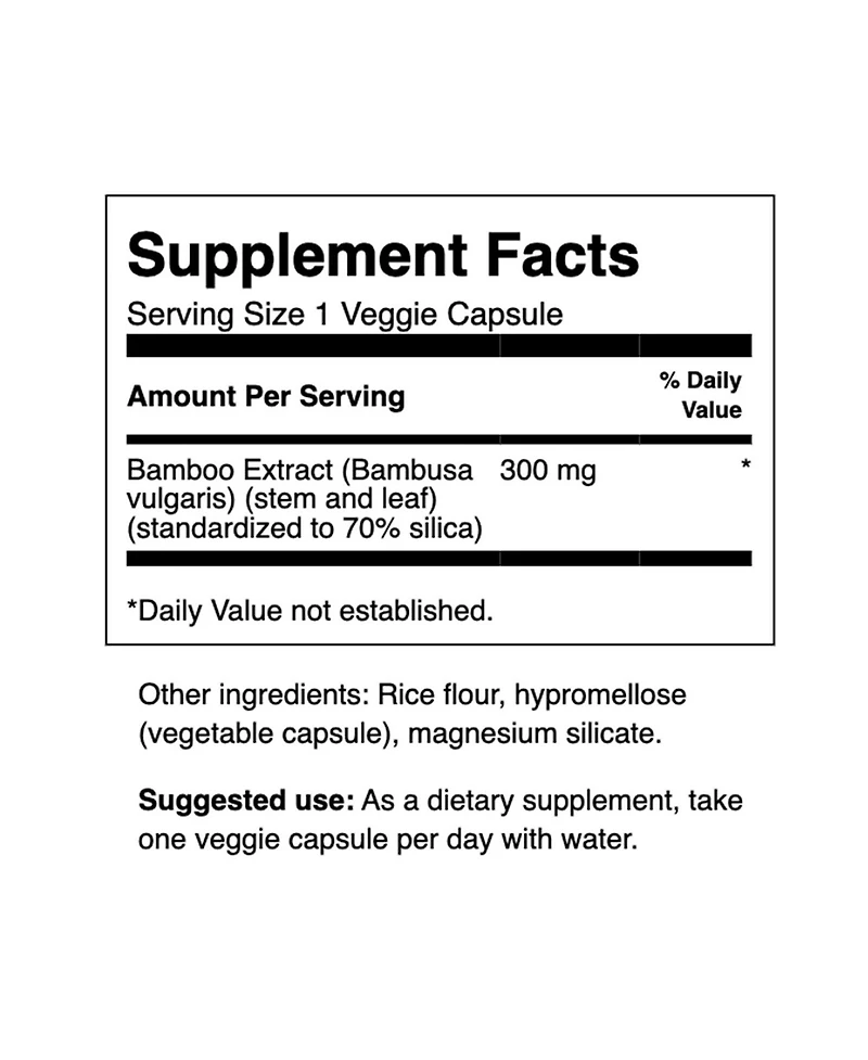 Swanson Bamboo Extract for Hair and Nails Silica Supplement Supports Collagen 300 mg 60 Veggie Capsules