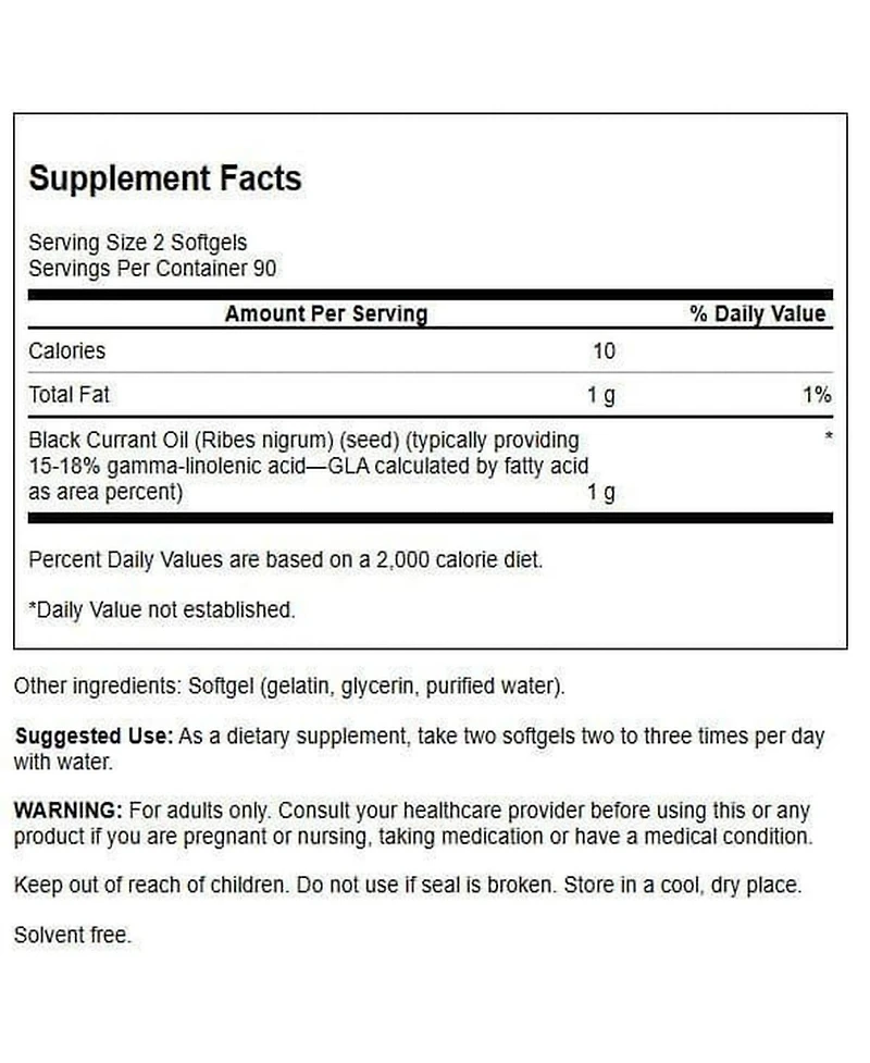 Swanson Black Currant Seed Oil Herbal Supplement for Immune and Heart Health Support - Supports Joint Health