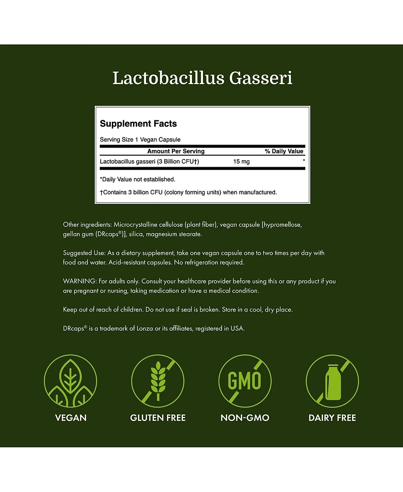 Swanson Lactobacillus Gasseri Probiotic, Digestive Health, Satiety and Fat Metabolism Support, 3 Billion Cfu, 60 Veggie Capsules