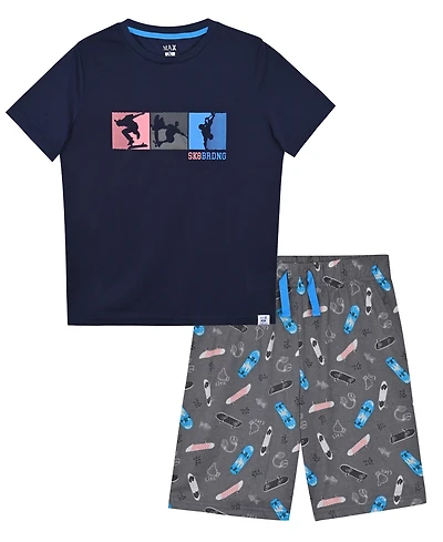 Max & Olivia Boys' 6-18 Skate Print T-Shirt and Shorts, 2-Piece Set