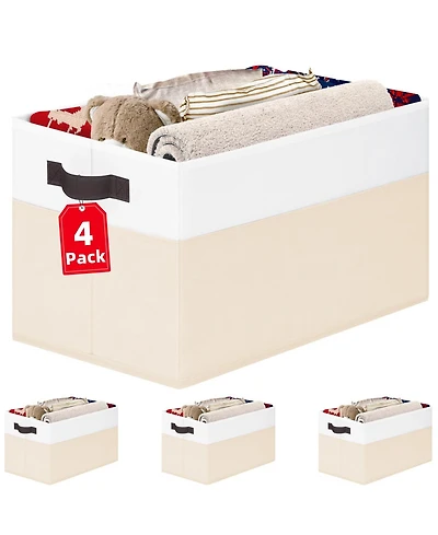 Gnuadz Fabric Collapsible Storage Baskets With Handles Gift Basket