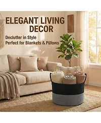 Gnuadz Cotton Rope Blanket Basket Laundry Hamper Storage Bin Gift