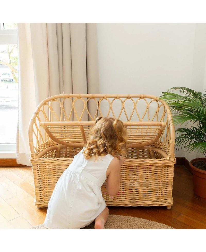 Momiji Callie Handcrafted Rattan Kids Storage Bench Couch - Wicker