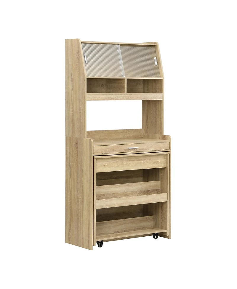 Streamdale Furniture Multifunctional Buffet Hutch with Foldable Dining Table