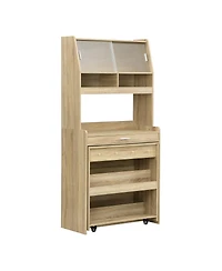 Streamdale Furniture Multifunctional Buffet Hutch with Foldable Dining Table