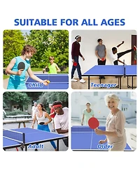 Rainsken 6FT Ping Pong Table, Foldable Mid-Size Table Tennis Table Set with Net, 2 Table Tennis Paddles and 3 Balls for Indoor and Outdoor Games