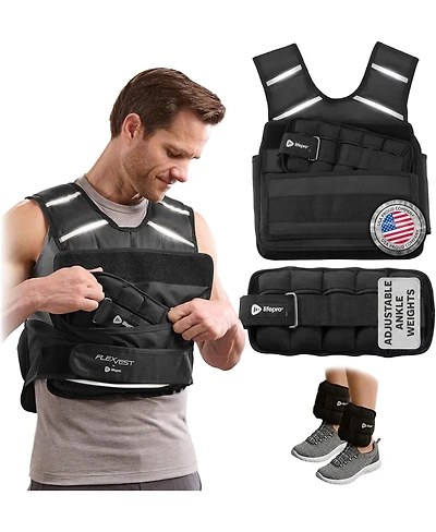 Lifepro 2-in-1 Adjustable Weighted Vest + Ankle Weights (15 & 20lbs)