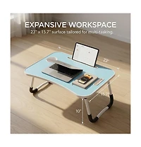 Gnuadz Folding Lap Desk Portable Wood Laptop Bed Cup Holder Sofa Couch Floor
