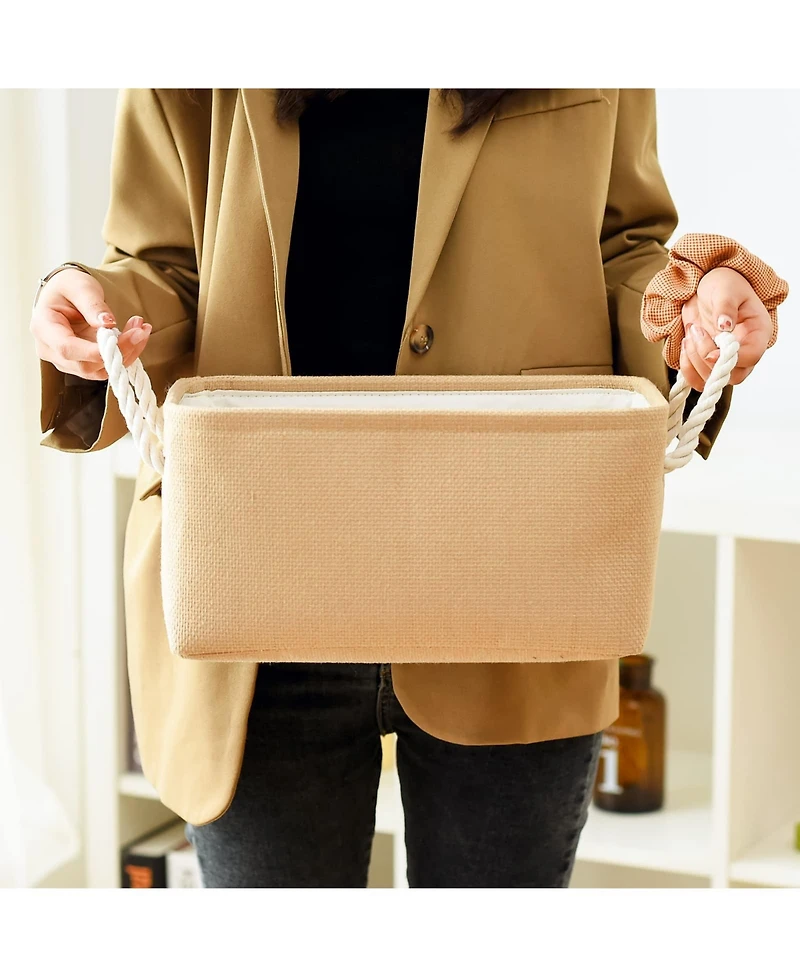 Gnuadz 3pack Storage Bins Canvas Basket Organizer with Handles Gift