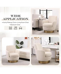 Rainsken 360degree(s) Swivel Barrel Chair, Velvet Upholstered Round Accent Chair with Stainless Steel Base for Living Room, Read Room - (1Piece).