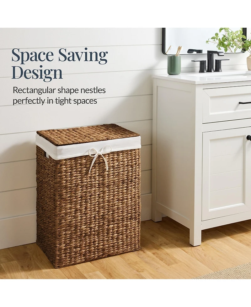 Best Choice Products Laundry Hamper w/ Lid, Handwoven Basket, Removable Liner and Built-in Handles