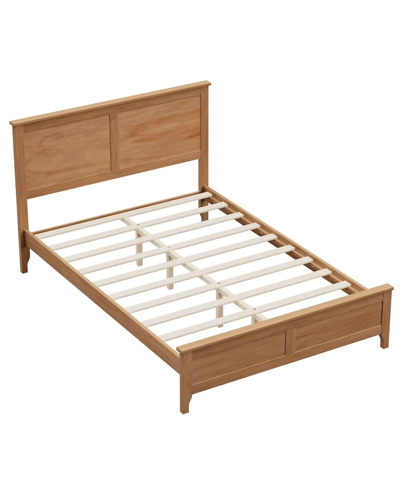 Lucky One Modern Solid Wood Full Size Platform Bed with Sturdy Wooden Slats Support