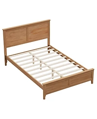Lucky One Modern Solid Wood Full Size Platform Bed with Sturdy Wooden Slats Support