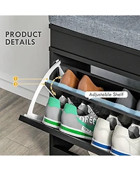 Homcom Shoe Rack Bench for Entryway with Cushion, 2 Drawers