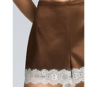 Kenneth Cole Women's Contrast Lace Hem Pull-On Shorts