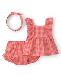 Carter's Baby Girls' Gingham Top, Diaper Cover and Headband, 3-Piece Set