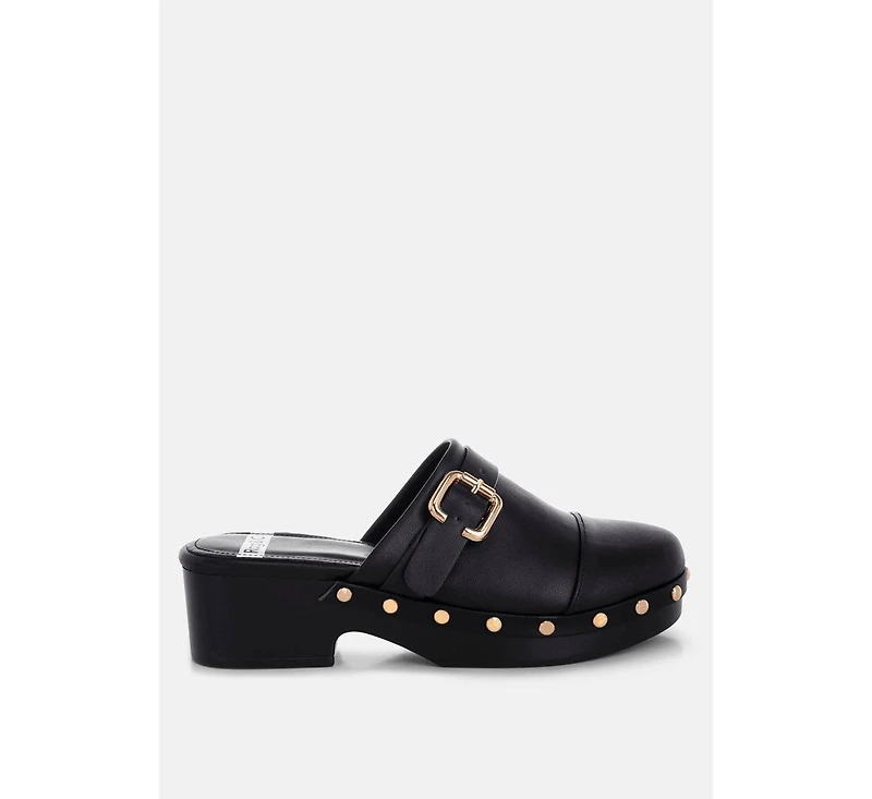 Rag & Co Women's Pinto Studded Genuine Leather Clogs