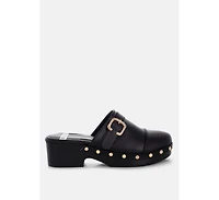Rag & Co Women's Pinto Studded Genuine Leather Clogs