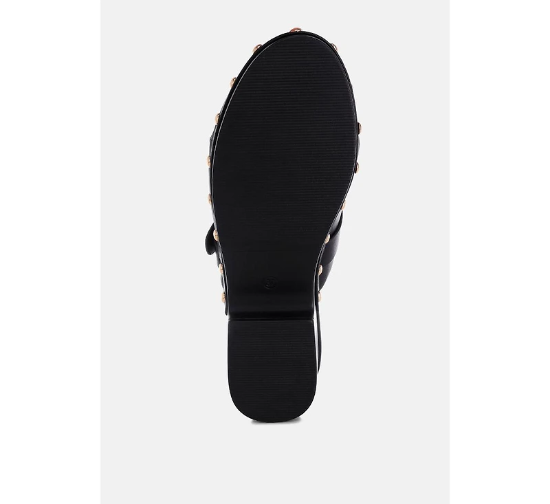 Rag & Co Women's Pinto Studded Genuine Leather Clogs