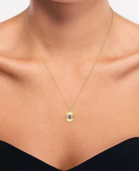 Macy's Swiss Blue Topaz (3/8 ct. t.w.) Diamond Cut Round Pendant Necklace 14k Yellow Gold (Also Available Amethyst)