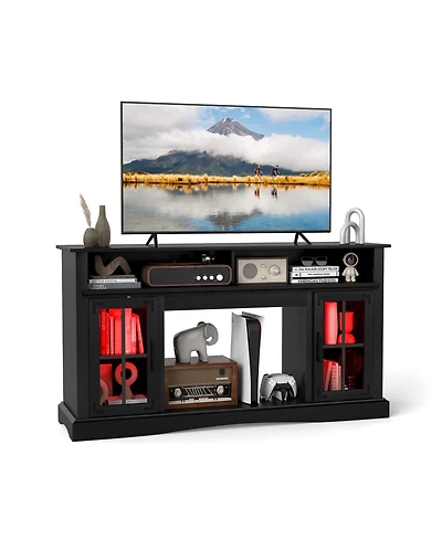 Gouun 58-Inch Rgb Led Tv Stand with Remote Control and Glass Doors