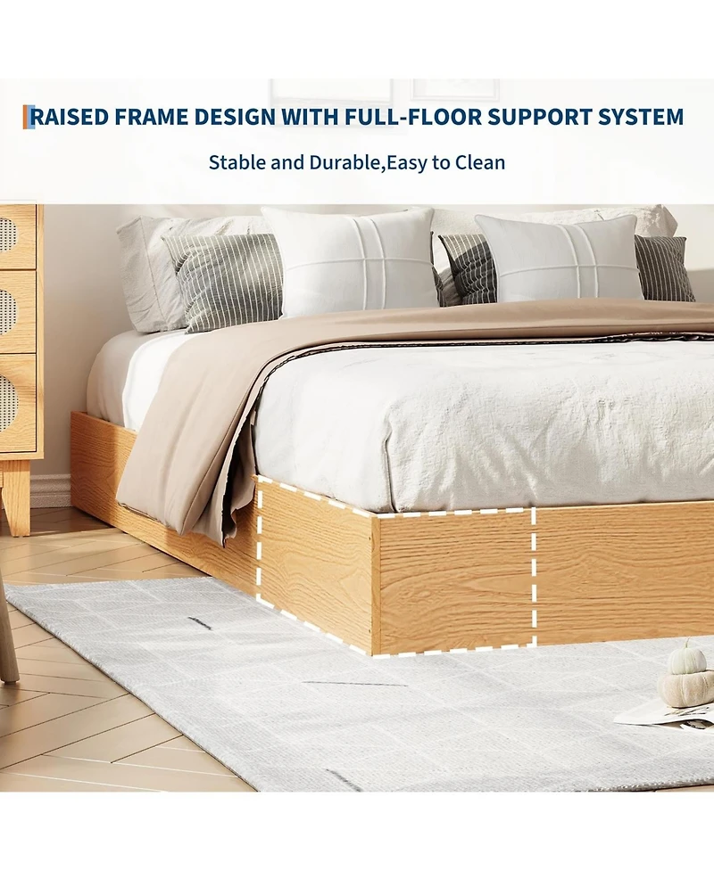 gaomon Platform Bed Frame with Wooden Slats, Floor-Standing Design, No Box Spring Needed