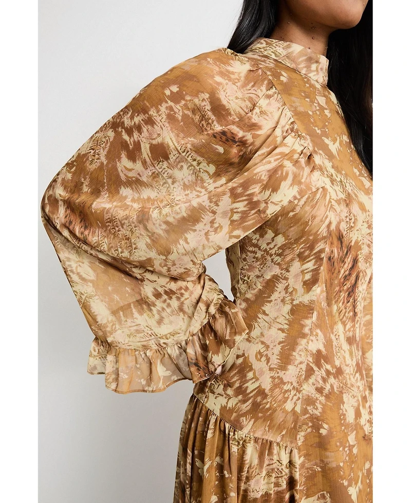 Warehouse Women's Romantic Chiffon Sleeve Midaxi Dress