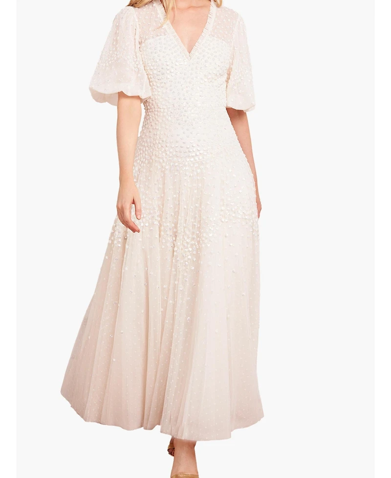 Needle & Thread Women's Scallop Sequin V-neck Ankle Gown