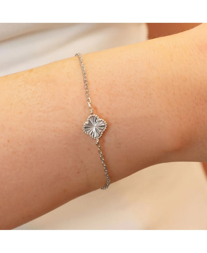 The Lovery Fluted Single Clover Bracelet Sterling Silver