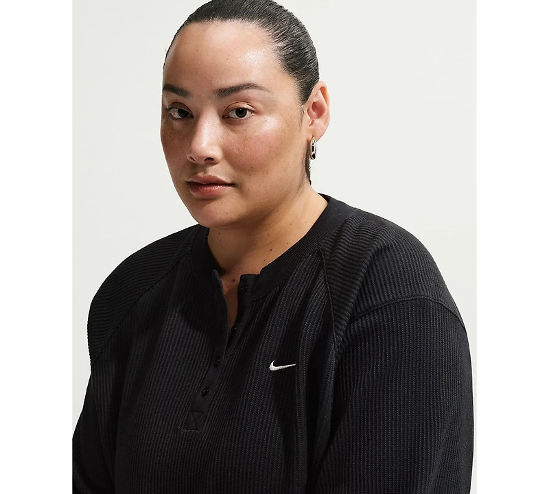Nike Sportswear Chill Waffle Plus Oversized Henley Long-Sleeve Top