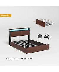 Lucky One Full Storage Headboard Charging Station Noise Free Platform Bed Frame