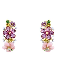 Lali Jewels Pink Mother of Pearl (2-1/7 ct. t.w.), Multi Gemstone (1.97 ct. t.w.) and Diamond (1/50 ct. t.w.) Stud Earrings in 14k Yellow Gold