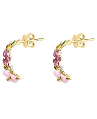 Lali Jewels Pink Mother of Pearl (2-1/7 ct. t.w.), Multi Gemstone (1.97 ct. t.w.) and Diamond (1/50 ct. t.w.) Stud Earrings in 14k Yellow Gold
