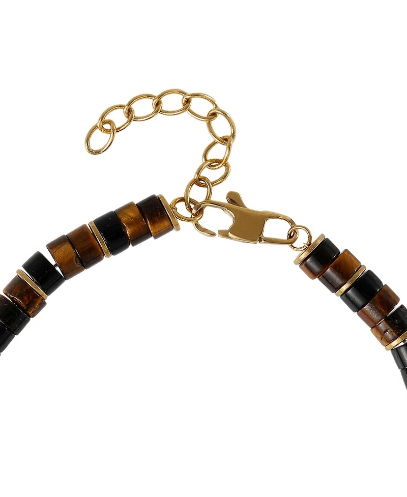 Lucky Brand Tiger Eye Heishi Stainless Steel Bead Bracelet