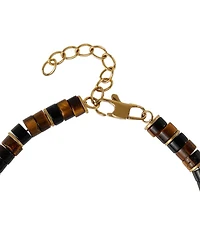 Lucky Brand Tiger Eye Heishi Stainless Steel Bead Bracelet