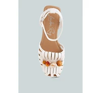 London Rag Women's Saguara Cut Work Bead Embellished Flats