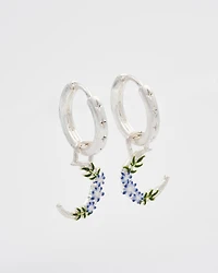 Fable England Nightshade Moon Silver Huggie Earrings