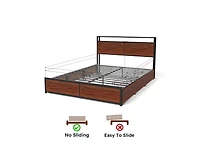 Lucky One Full Bed Frame with 6 Storage Drawers, Storage Headboard with Charging Statio Bed Frame