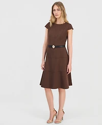 Anne Klein Women's Scuba Seamed Cap-Sleeve Dress