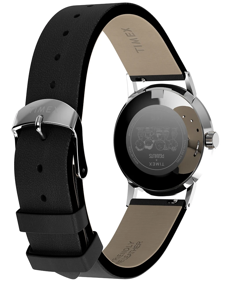Timex Unisex Quartz Analog Black Leather Watch 38mm
