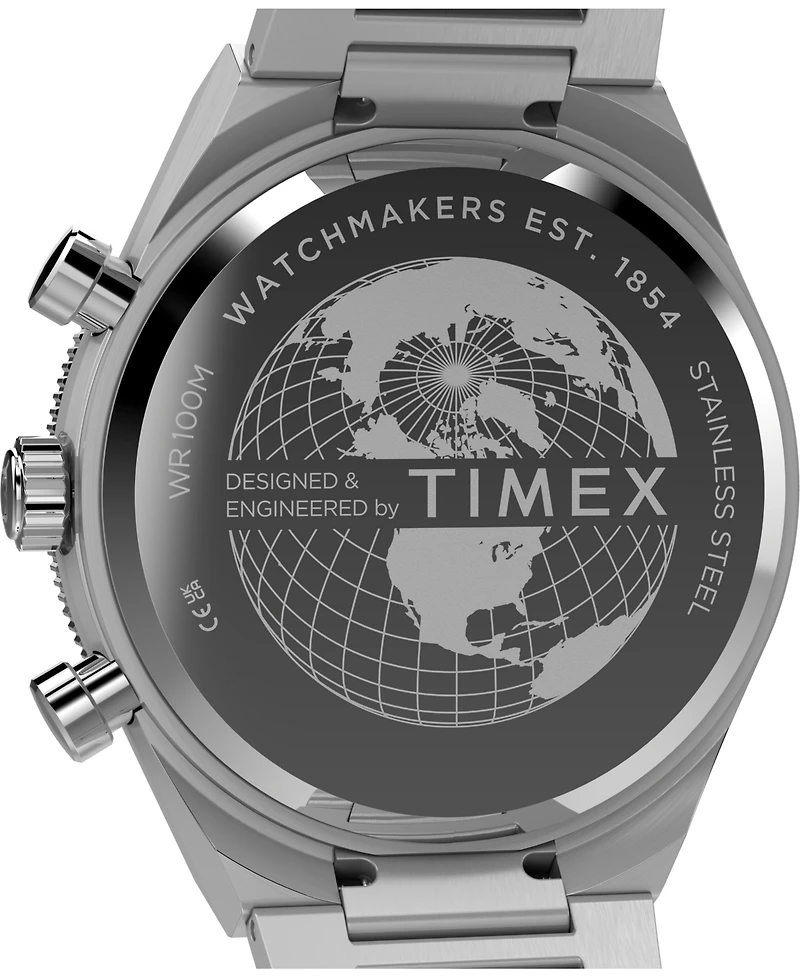 Timex Men's Quartz Chronograph Silver-Tone Stainless Steel Watch 40mm